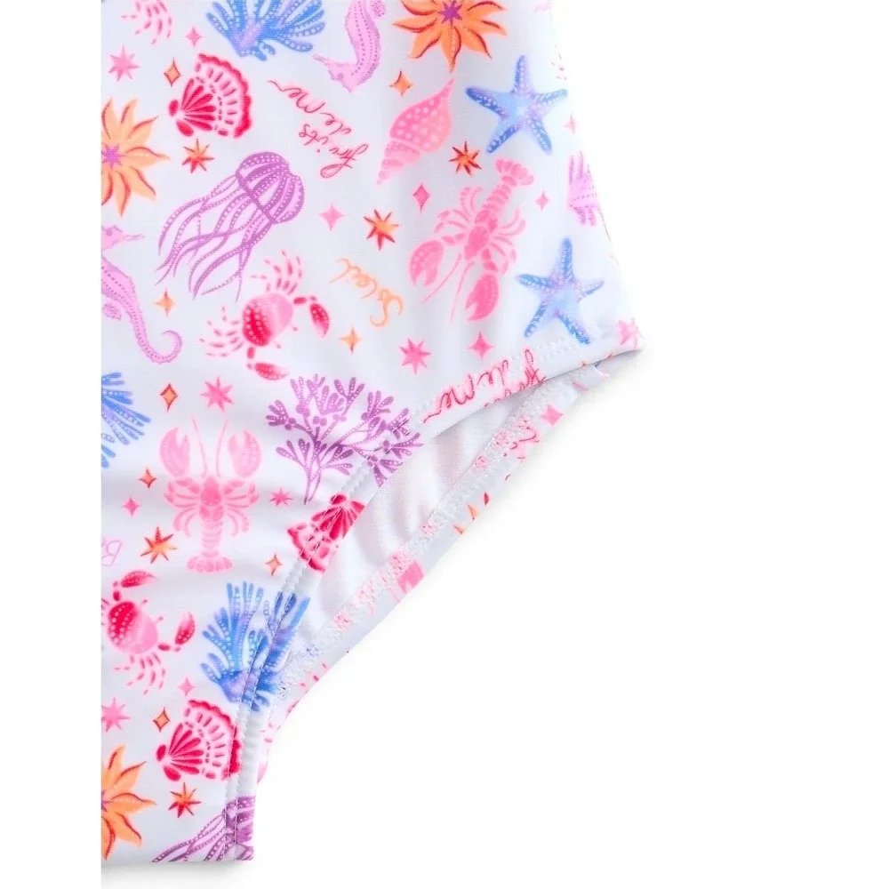 Wonder Nation Girls' One-Piece Swimsuit with UPF 50+, Sizes L (10-12)